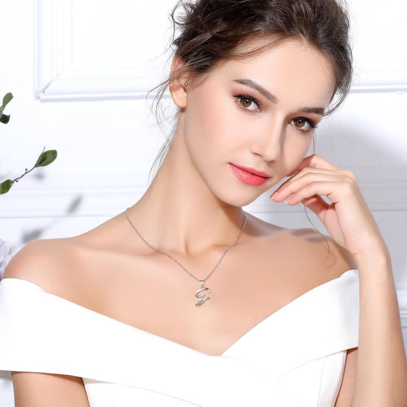 EUDORA Sterling Silver Initial Necklaces for Women, S Letters Alphabet Personalized Charm Pendant Initial Necklace with 18inch O-Ring Chain, S - Image 5
